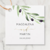 rustikale Gastgeschenk Hochzeit mit Olivenbäumen Geschenkanhänger (Vorderseite)