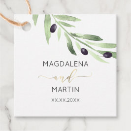 rustikale Gastgeschenk Hochzeit mit Olivenbäumen Geschenkanhänger