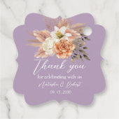 Rustikale Gastgeschenk Hochzeit Peach Floral Geschenkanhänger (Rückseite)