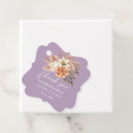 Rustikale Gastgeschenk Hochzeit Peach Floral Geschenkanhänger (Beispiel)