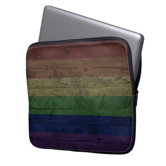 Rustikale Gay Pride-Rainbow-Flagge Laptopschutzhülle (Vorderseite Links)