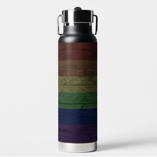 Rustikale Gay Pride-Rainbow-Flagge Trinkflasche (Vorderseite)