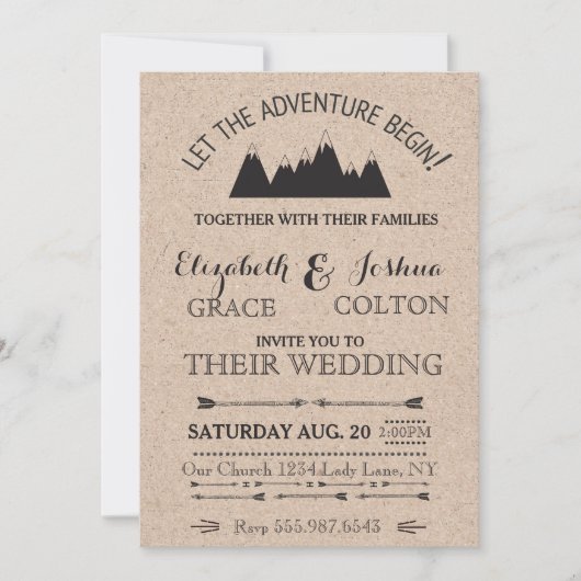 Rustikale Gebirge - Einladung zur Hochzeit (Vorderseite)