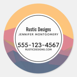 Rustikale Gebirge Geometrie Minimalistisches Gesch Runder Aufkleber