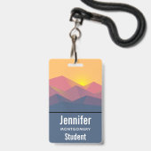 Rustikale Gebirge Geometrisch Minimalistisch Ausweis (Vorderseite mit Lanyard)