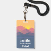 Rustikale Gebirge Geometrisch Minimalistisch Ausweis (Rückseite mit Lanyard)
