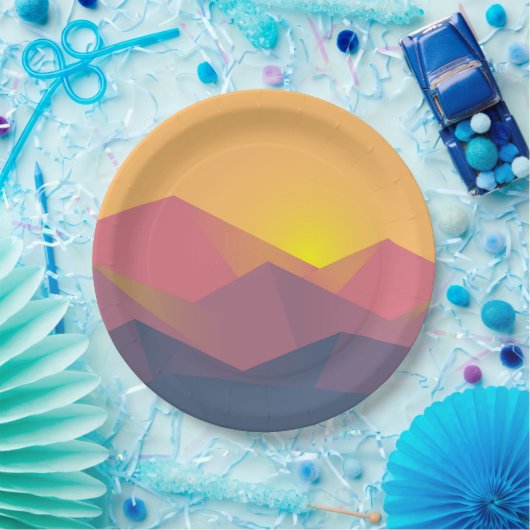 Rustikale Gebirge Geometrisch Minimalistisch Pappteller (Party)