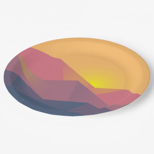Rustikale Gebirge Geometrisch Minimalistisch Pappteller (Schrägansicht)