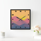 Rustikale Gebirge Geometrisch Minimalistisch Quadratische Wanduhr (Zuhause)