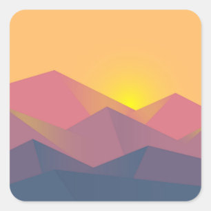 Rustikale Gebirge Geometrisch Minimalistisch Quadratischer Aufkleber