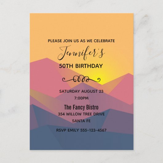 Rustikale Gebirge Geometrische Minimalistische Geb Einladungspostkarte (Vorderseite)