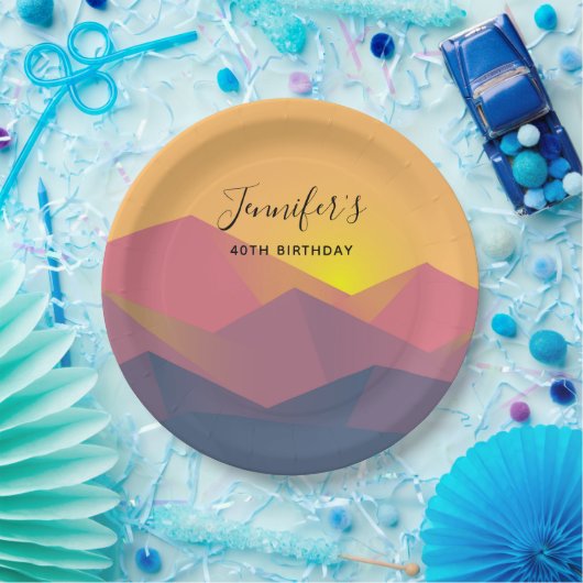 Rustikale Gebirge Geometrische Minimalistische Geb Pappteller (Party)