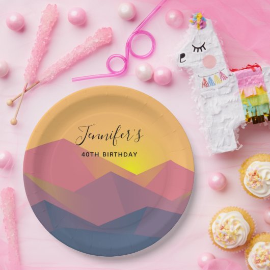 Rustikale Gebirge Geometrische Minimalistische Geb Pappteller (Party)