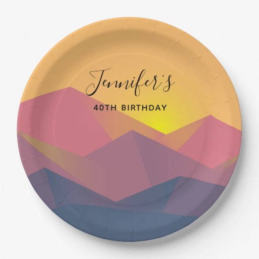 Rustikale Gebirge Geometrische Minimalistische Geb Pappteller (Vorderseite)