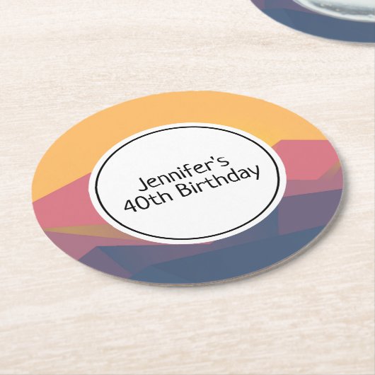 Rustikale Gebirge Geometrische Minimalistische Geb Runder Pappuntersetzer (Angewinkelt)