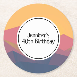 Rustikale Gebirge Geometrische Minimalistische Geb Runder Pappuntersetzer