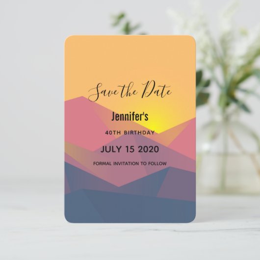 Rustikale Gebirge Geometrische Minimalistische Geb Save The Date (Stehend Vorderseite)