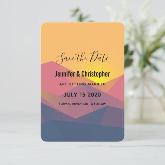 Rustikale Gebirge Geometrische Minimalistische Hoc Save The Date (Stehend Vorderseite)