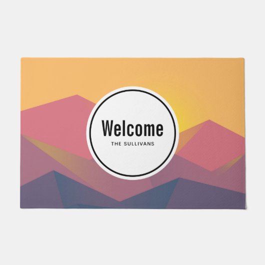 Rustikale Gebirge Geometrischer Minimalistischer E Fußmatte (Vorderseite)