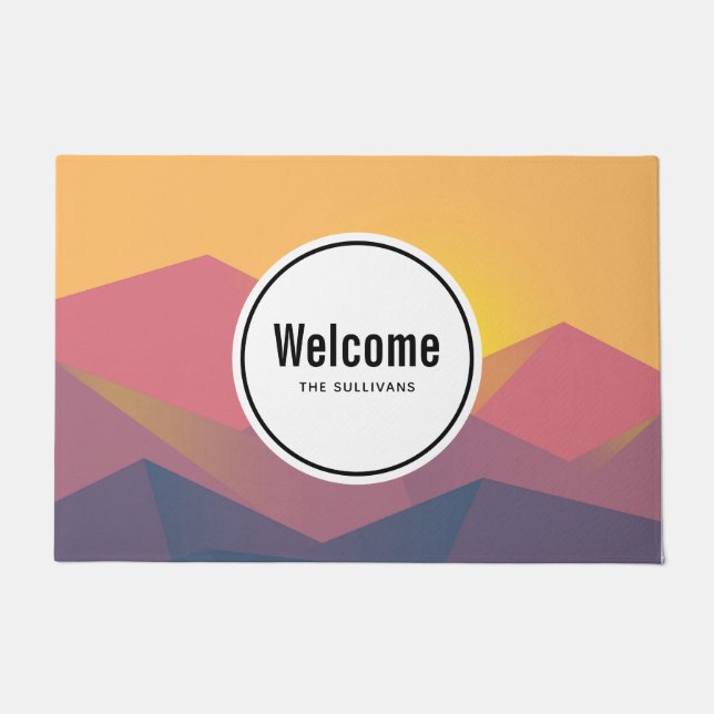 Rustikale Gebirge Geometrischer Minimalistischer E Fußmatte (Vorderseite)