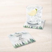 Rustikale Gebirge und Waldwasserfarbe Save the Dat Rechteckiger Pappuntersetzer (Vor Ort)