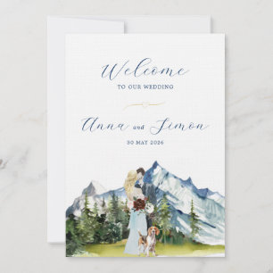 Rustikale Gebirgs-Hochzeit-Illustration  Einladung