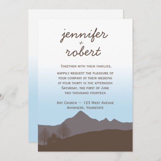 Rustikale GebirgsAquarell-Hochzeits-Einladung Einladung (Vorne/Hinten)