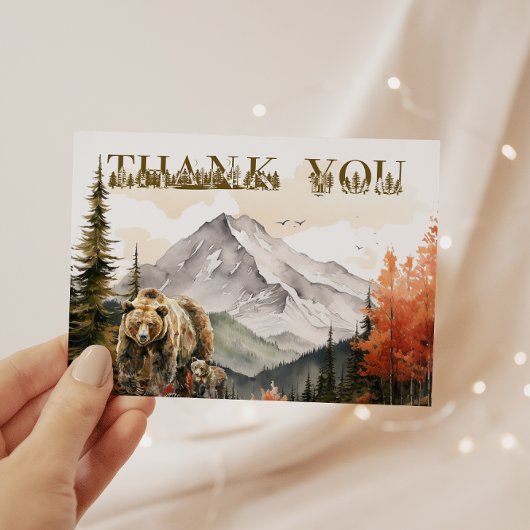 Rustikale Gebirgsbärendusche Dankeskarte