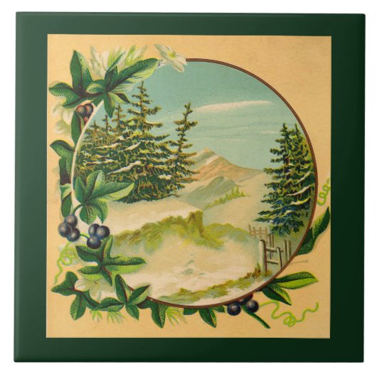 Rustikale Gebirgsszene Fliese (Vorderseite)