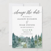 Rustikale Gebirgswälder Wasserfarbe ändern Datum Einladung (Vorderseite)