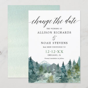 Rustikale Gebirgswälder Wasserfarbe ändern Datum Einladung
