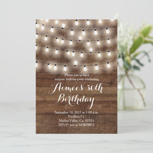 Rustikale Geburtstagseinladung Einladung (Stehend Vorderseite)