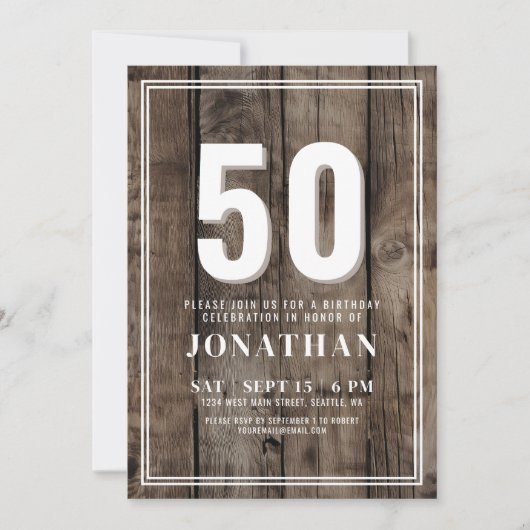Rustikale Geburtstagsparty Einladung (Vorderseite)