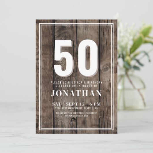Rustikale Geburtstagsparty Einladung (Stehend Vorderseite)