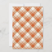 Rustikale gedämpfte orangefarbene Karo-Gingham-Hoc Einladung (Rückseite)