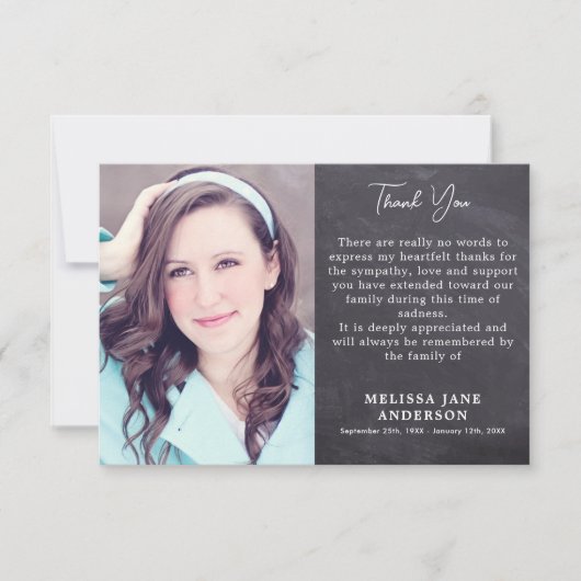 Rustikale Gedenkfeier zum Gedächtnis Foto Beerdigu Dankeskarte (Vorderseite)