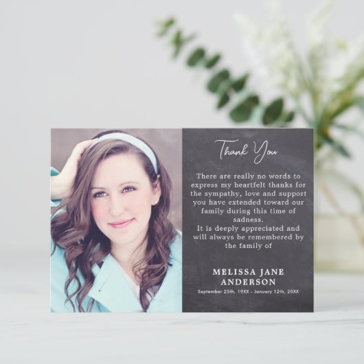 Rustikale Gedenkfeier zum Gedächtnis Foto Beerdigu Dankeskarte (Stehend Vorderseite)