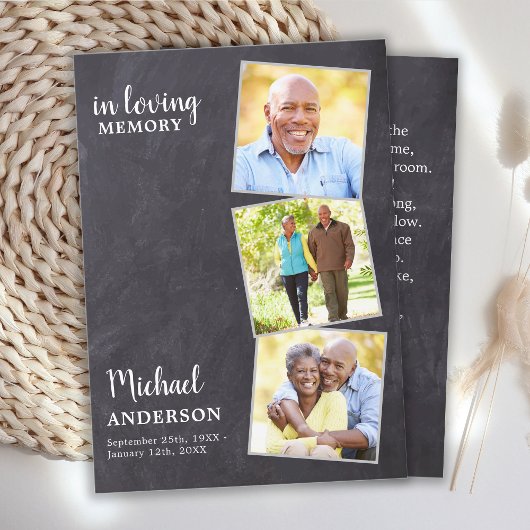 Rustikale Gedenkkarte 3 Foto Gedicht Beerdigung