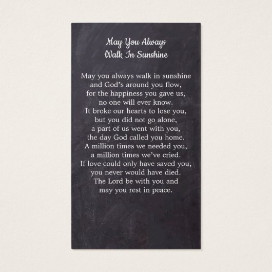 Rustikale Gedenkkarte Beileid Beerdigung (Rückseite)