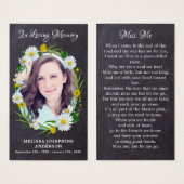 Rustikale Gedenkkarte für die Beerdigung von Bilde (Vorne & Hinten)