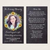 Rustikale Gedenkkarte für Sonnenblumen Beerenkkart (Vorne & Hinten)