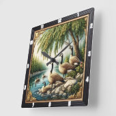 Rustikale Geese Wilderness Quadratische Wanduhr (Winkel)