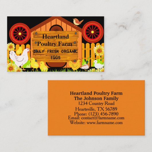 Rustikale Geflügelfarm Bio Eier Visitenkarte (Vorne/Hinten)