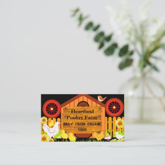 Rustikale Geflügelfarm Bio Eier Visitenkarte (Stehend Vorderseite)
