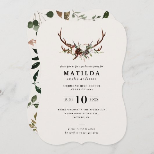 Rustikale Gegner der Abschlussfeier einladen Save The Date (Vorne/Hinten)