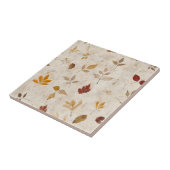 Rustikale gelb-braune Blätter mit vintage Herbstst Fliese (Seite)