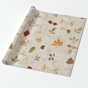 Rustikale gelb-braune Blätter mit vintage Herbstst Geschenkpapier