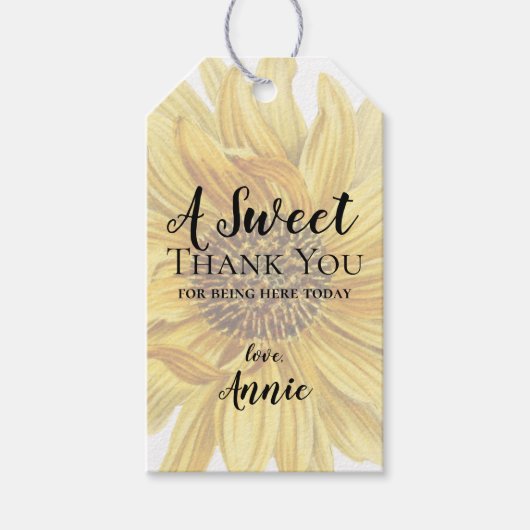 Rustikale Gelbblüte Danke Brautparty Geschenkanhänger (Vorderseite)