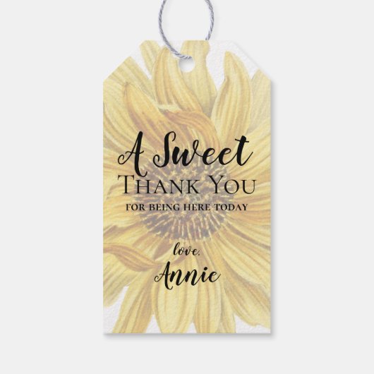 Rustikale Gelbblüte Danke Brautparty Geschenkanhänger (Rückseite)