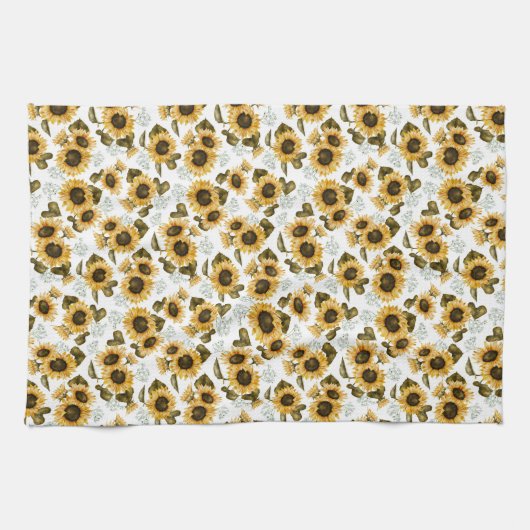 Rustikale Gelbblüte Geschirrtuch (Horizontal)